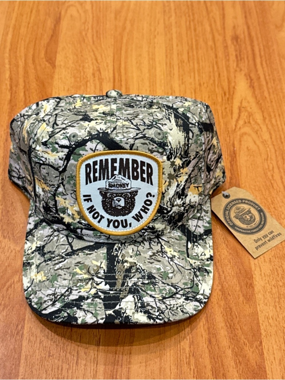 Smokey Bear Camo Snapback Hat Cap Mad Engine OSFM Adult Cotton Brand New